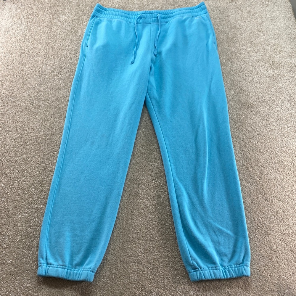 Hollister Sweatpants Womens XL Blue Fleece Joggers Drawstring Pockets Relaxed